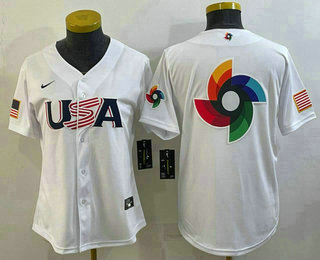 Women's USA Baseball Big Logo 2023 White World Baseball Classic Stitched Jersey,We sell and wholesale Women's USA Baseball Big Logo 2023 White World Baseball Classic Stitched Jersey on line form chian!